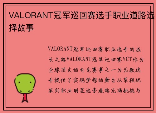 VALORANT冠军巡回赛选手职业道路选择故事