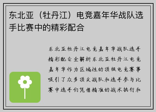 东北亚（牡丹江）电竞嘉年华战队选手比赛中的精彩配合